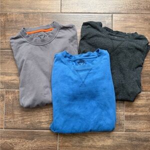 Hawx Mens Work Gear Long Sleeves Bundle of 3. Blue , Light Gray & Dark Gray Hawx